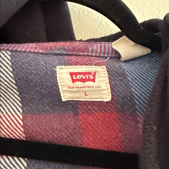 Levi's Red & Blue Flannel Hoodie - Picture 2 of 4